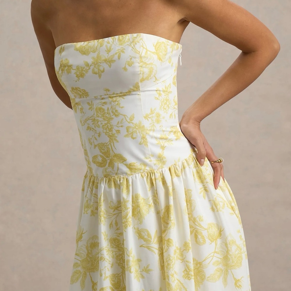 Brand New- Club L London Bluebell Lemon Poplin Drop Waist Midi Dress 🍋✨ - Picture 11 of 16